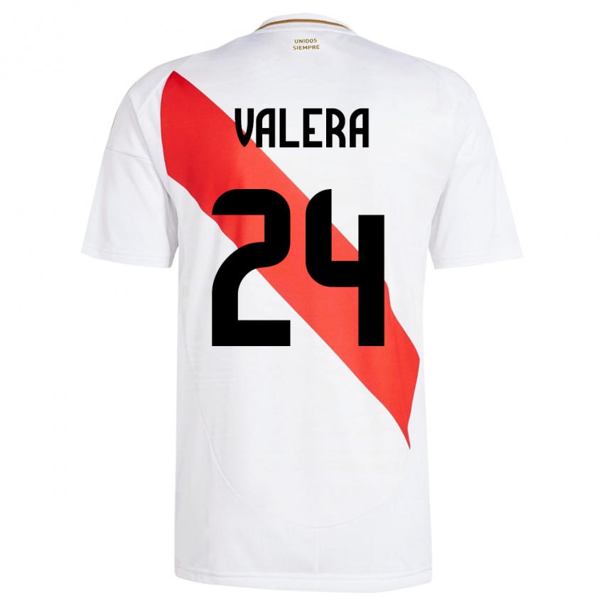 Niño Camiseta Perú Álex Valera #24 Blanco 1ª Equipación 24-26 La Camisa