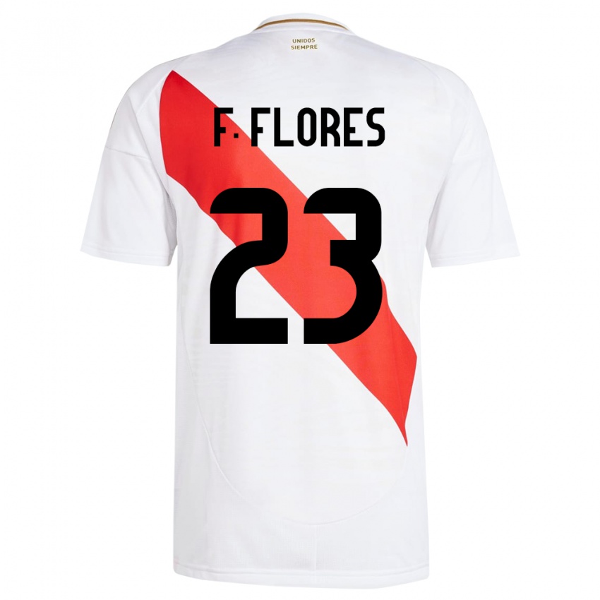 Niño Camiseta Perú Franchesco Flores #23 Blanco 1ª Equipación 24-26 La Camisa