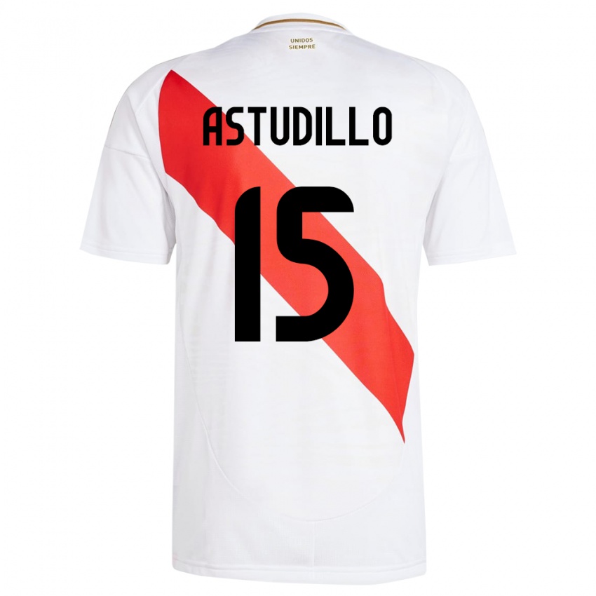 Niño Camiseta Perú Julinho Astudillo #15 Blanco 1ª Equipación 24-26 La Camisa