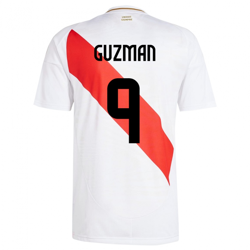 Niño Camiseta Perú Víctor Guzmán #9 Blanco 1ª Equipación 24-26 La Camisa