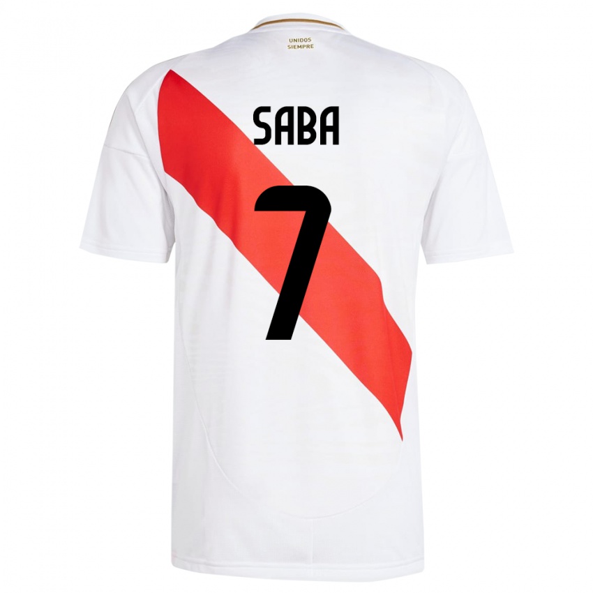 Niño Camiseta Perú Emilio Saba #7 Blanco 1ª Equipación 24-26 La Camisa