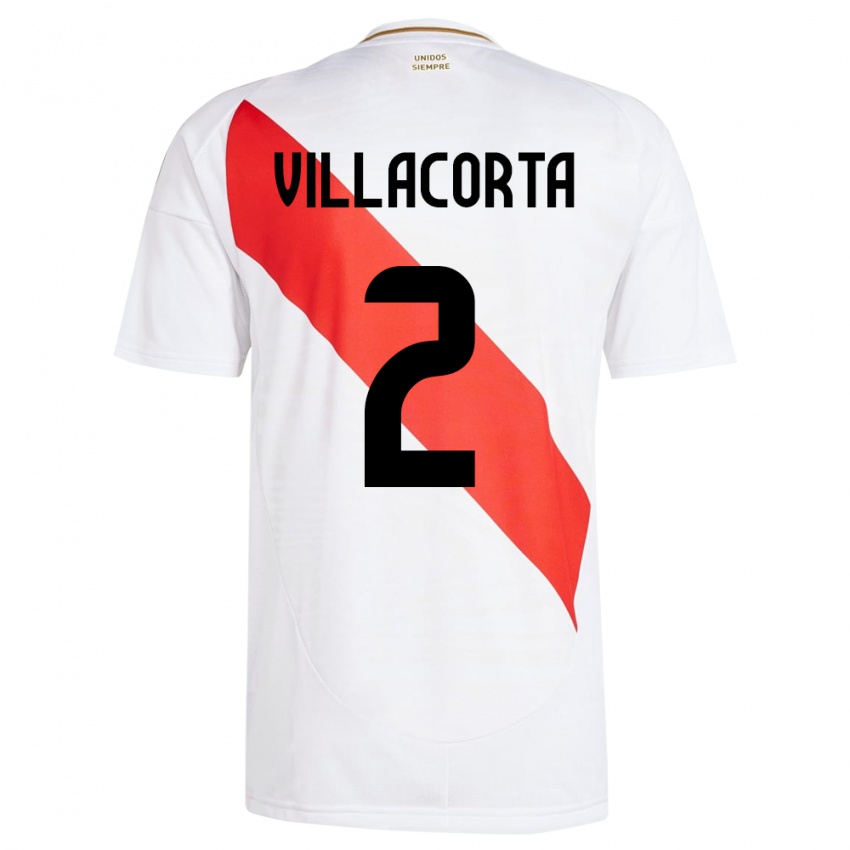 Niño Camiseta Perú Anderson Villacorta #2 Blanco 1ª Equipación 24-26 La Camisa