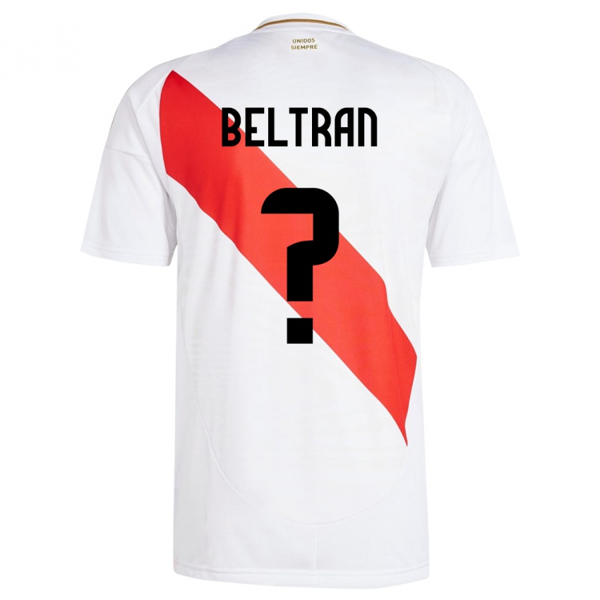 Niño Camiseta Perú Adrián Beltrán #0 Blanco 1ª Equipación 24-26 La Camisa
