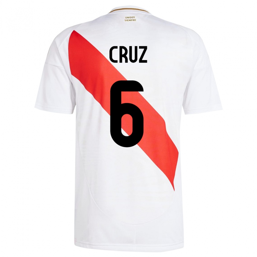 Niño Camiseta Perú Esteban Cruz #6 Blanco 1ª Equipación 24-26 La Camisa