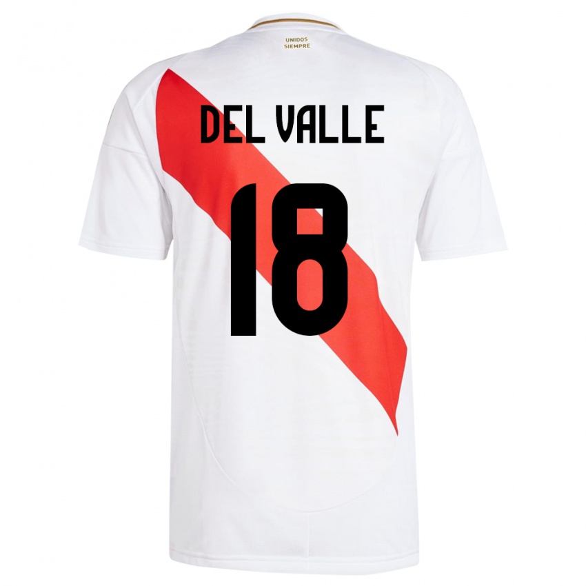 Niño Camiseta Perú Yamir Del Valle #18 Blanco 1ª Equipación 24-26 La Camisa