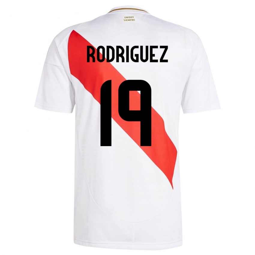 Niño Camiseta Perú Mateo Rodríguez #19 Blanco 1ª Equipación 24-26 La Camisa