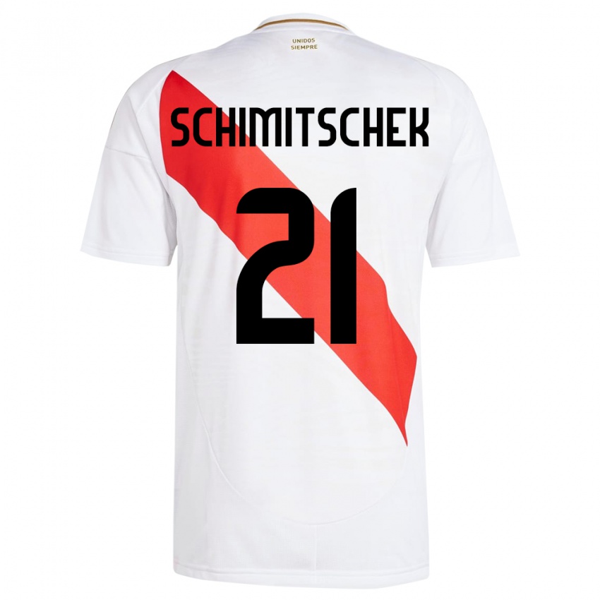 Niño Camiseta Perú Ian Schimitschek #21 Blanco 1ª Equipación 24-26 La Camisa