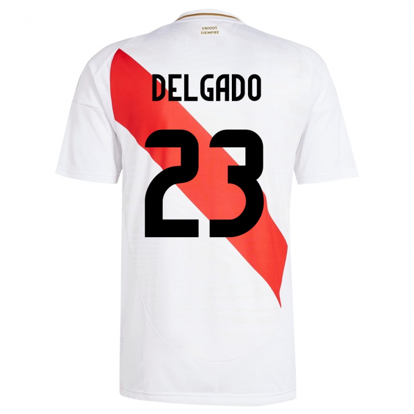 Niño Camiseta Perú Valentino Delgado #23 Blanco 1ª Equipación 24-26 La Camisa