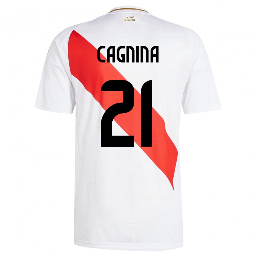 Niño Camiseta Perú Grace Cagnina #21 Blanco 1ª Equipación 24-26 La Camisa