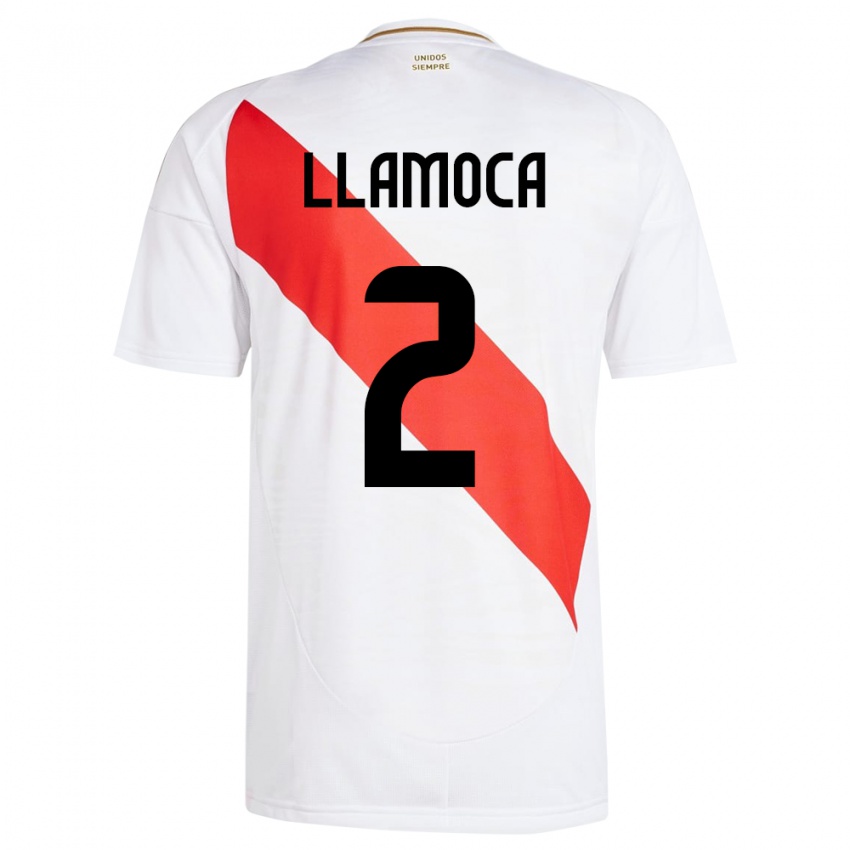 Niño Camiseta Perú Braelynn Llamoca #2 Blanco 1ª Equipación 24-26 La Camisa