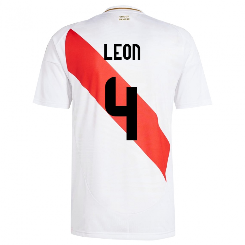 Niño Camiseta Perú Mía León #4 Blanco 1ª Equipación 24-26 La Camisa