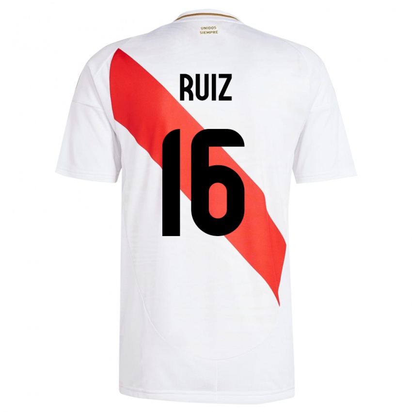 Niño Camiseta Perú Birka Ruiz #16 Blanco 1ª Equipación 24-26 La Camisa