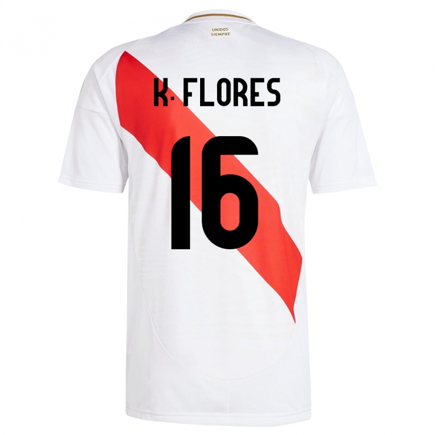 Niño Camiseta Perú Kimbherly Flores #16 Blanco 1ª Equipación 24-26 La Camisa