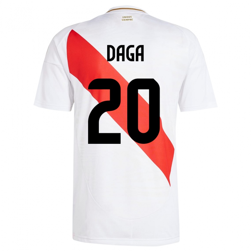 Niño Camiseta Perú Azucena Daga #20 Blanco 1ª Equipación 24-26 La Camisa