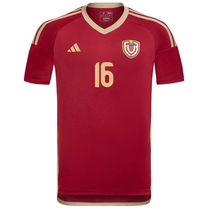 Niño Camiseta Venezuela Renne Rivas #16 Borgoña 1ª Equipación 24-26 La Camisa