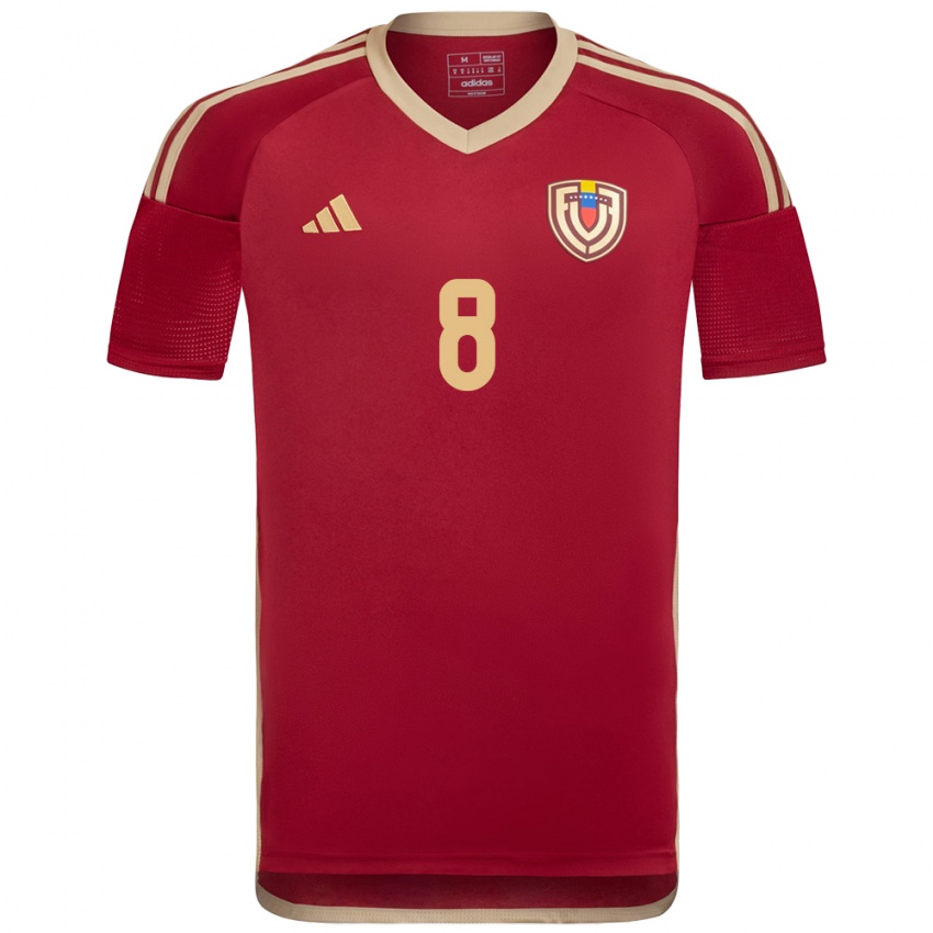 Niño Camiseta Venezuela Bárbara Martínez #8 Borgoña 1ª Equipación 24-26 La Camisa