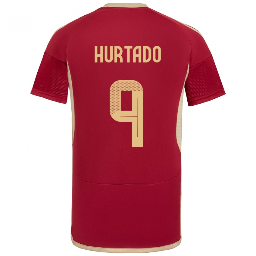 Niño Camiseta Venezuela Jan Hurtado #9 Borgoña 1ª Equipación 24-26 La Camisa