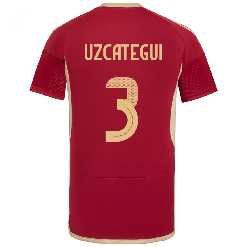 Niño Camiseta Venezuela Rafael Uzcátegui #3 Borgoña 1ª Equipación 24-26 La Camisa