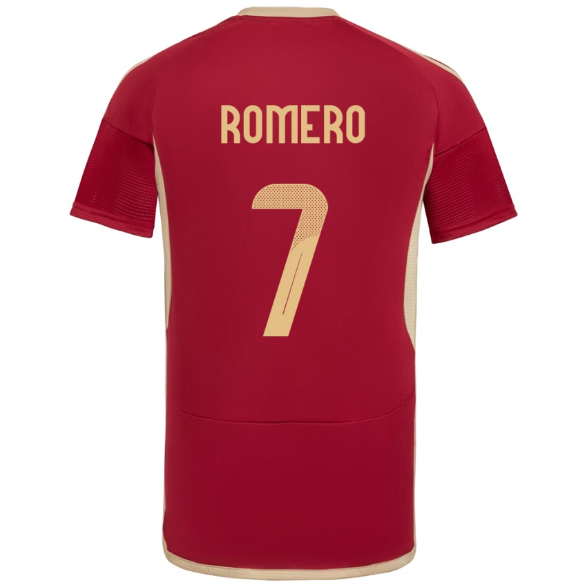 Niño Camiseta Venezuela Leenhan Romero #7 Borgoña 1ª Equipación 24-26 La Camisa