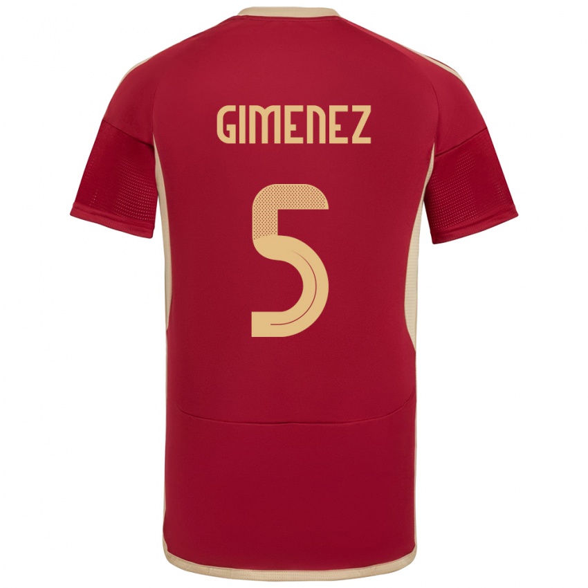 Niño Camiseta Venezuela Yenifer Giménez #5 Borgoña 1ª Equipación 24-26 La Camisa