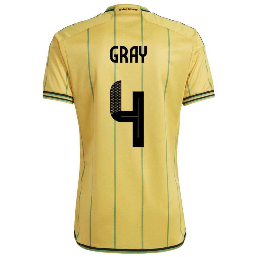 Niño Camiseta Jamaica Tayvon Gray #4 Amarillo 1ª Equipación 24-26 La Camisa