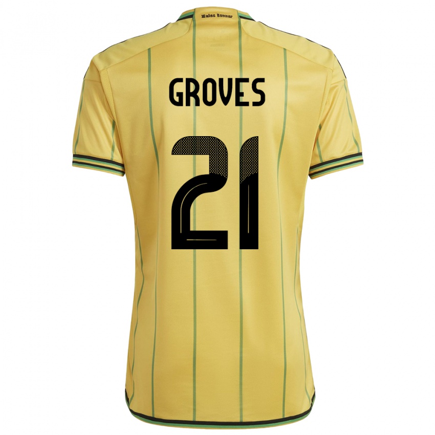 Niño Camiseta Jamaica Isreala Groves #21 Amarillo 1ª Equipación 24-26 La Camisa