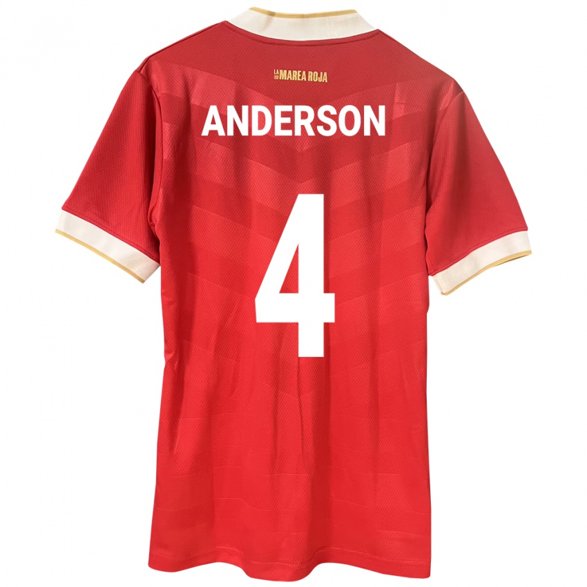 Niño Camiseta Panamá Eduardo Anderson #4 Rojo 1ª Equipación 24-26 La Camisa