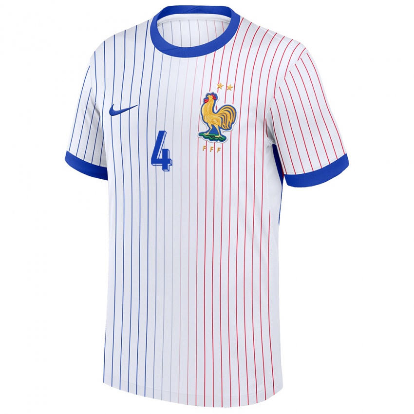 Niño Camiseta Francia Raphael Varane #4 Blanco 2ª Equipación 24-26 La Camisa