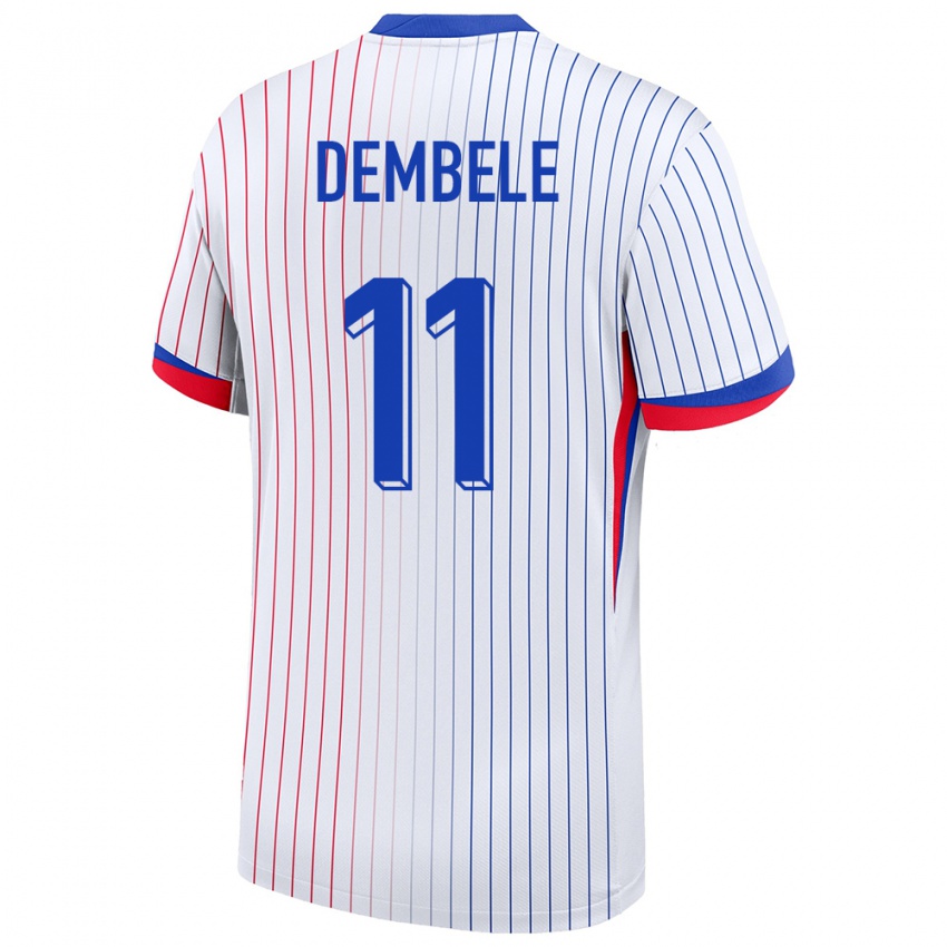 Niño Camiseta Francia Ousmane Dembele #11 Blanco 2ª Equipación 24-26 La Camisa