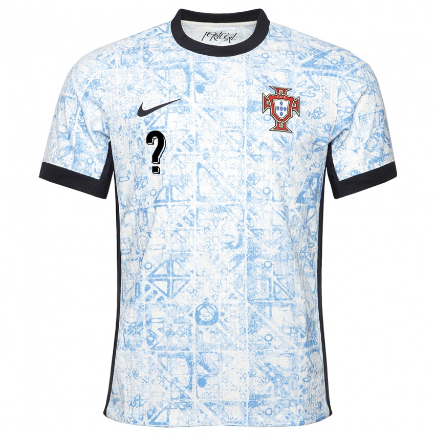 Niño Camiseta Portugal Su Nombre #0 Crema Azul 2ª Equipación 24-26 La Camisa