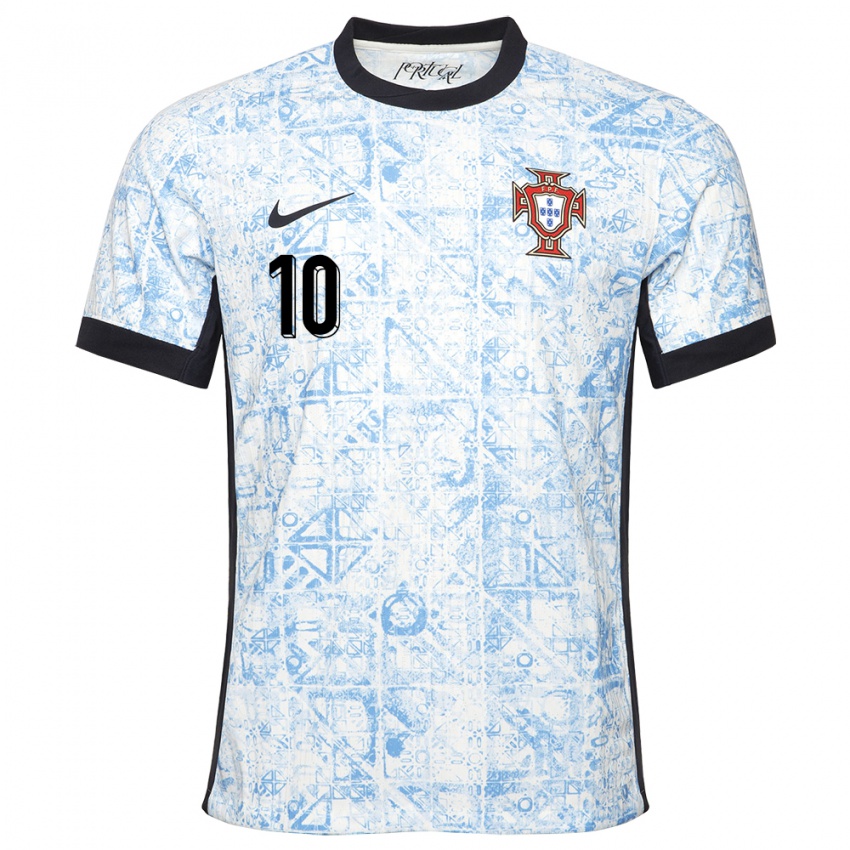 Niño Camiseta Portugal Joao Mario #10 Crema Azul 2ª Equipación 24-26 La Camisa