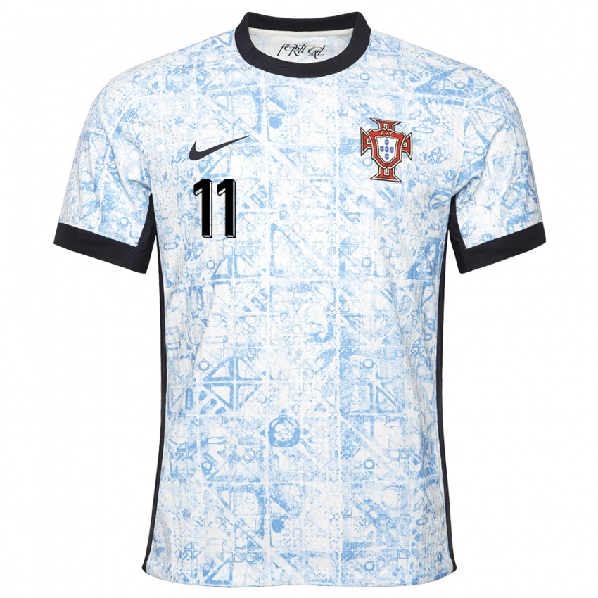 Niño Camiseta Portugal Diego Moreira #11 Crema Azul 2ª Equipación 24-26 La Camisa