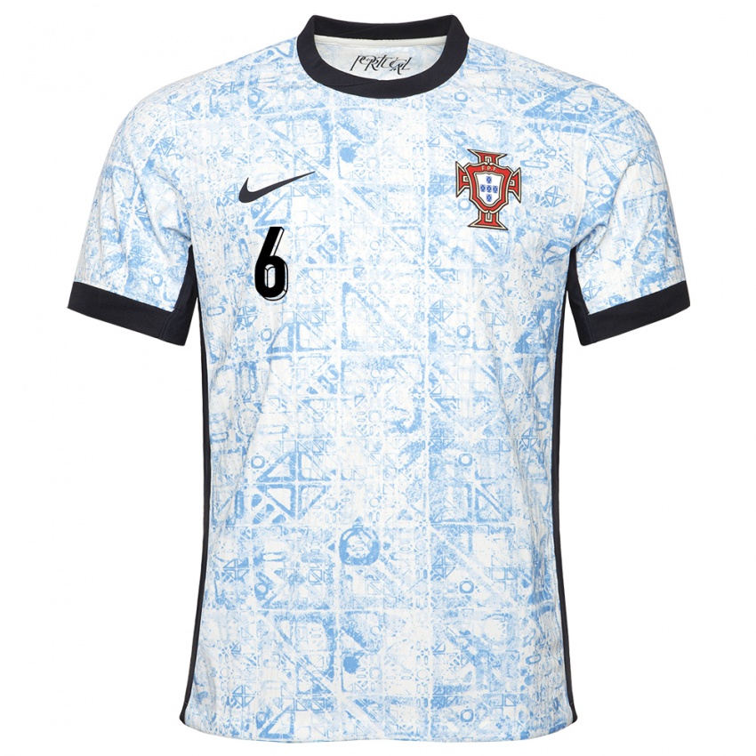 Niño Camiseta Portugal Tiago Dantas #6 Crema Azul 2ª Equipación 24-26 La Camisa