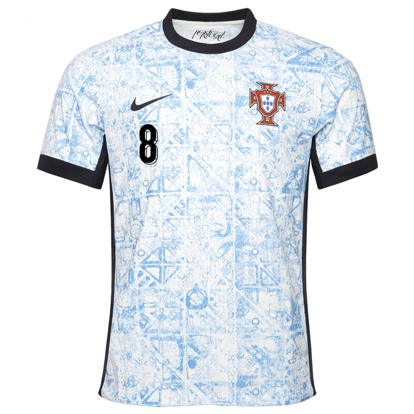 Niño Camiseta Portugal Bruno Fernandes #8 Crema Azul 2ª Equipación 24-26 La Camisa