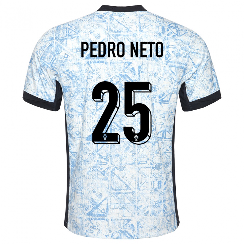 Niño Camiseta Portugal Pedro Neto #25 Crema Azul 2ª Equipación 24-26 La Camisa