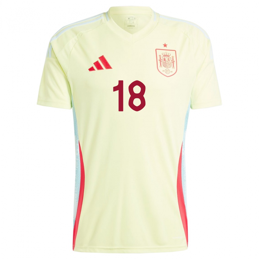 Niño Camiseta España Jordi Alba #18 Amarillo 2ª Equipación 24-26 La Camisa