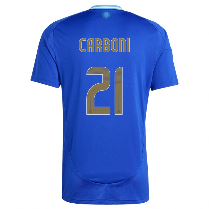 Niño Camiseta Argentina Valentin Carboni #21 Azul 2ª Equipación 24-26 La Camisa