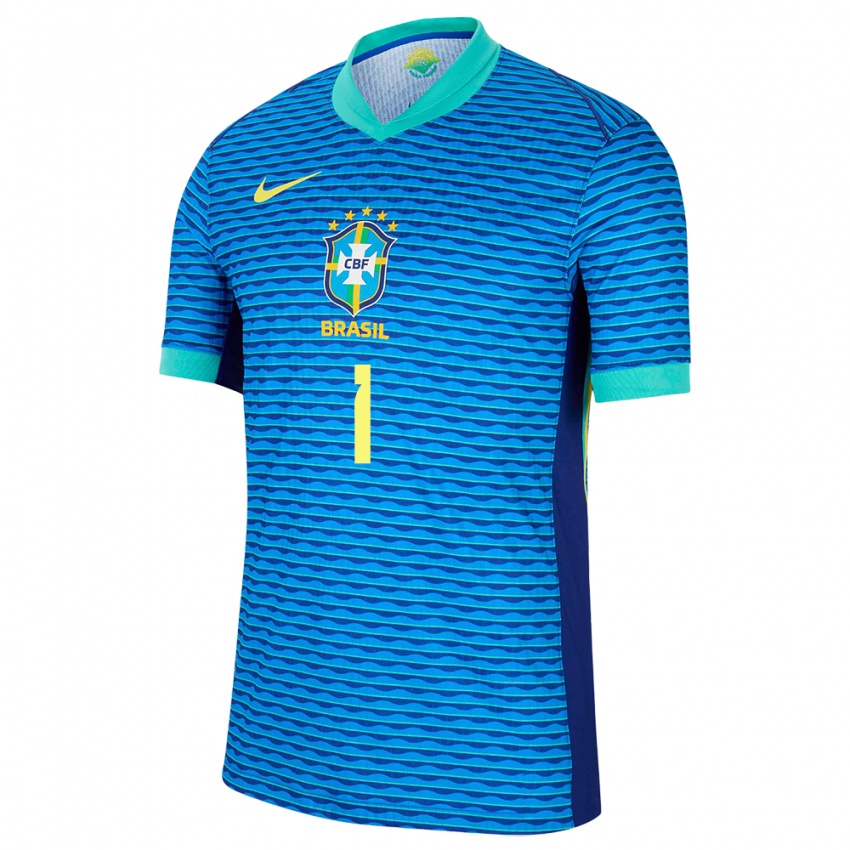 Niño Camiseta Brasil Alisson #1 Azul 2ª Equipación 24-26 La Camisa