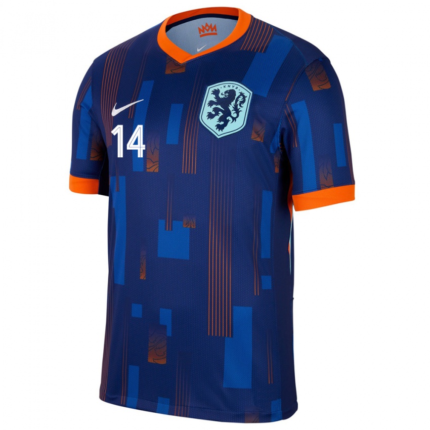 Niño Camiseta Países Bajos Davy Klaassen #14 Azul 2ª Equipación 24-26 La Camisa