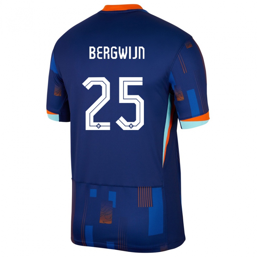 Niño Camiseta Países Bajos Steven Bergwijn #25 Azul 2ª Equipación 24-26 La Camisa