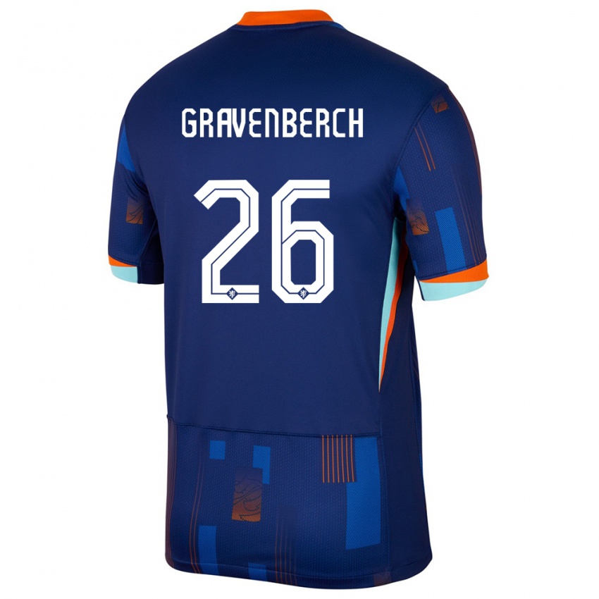 Niño Camiseta Países Bajos Ryan Gravenberch #26 Azul 2ª Equipación 24-26 La Camisa