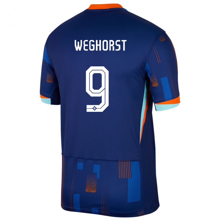 Niño Camiseta Países Bajos Wout Weghorst #9 Azul 2ª Equipación 24-26 La Camisa