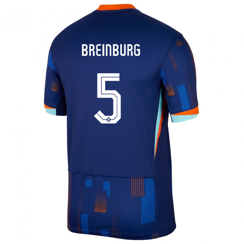 Niño Camiseta Países Bajos Rainey Breinburg #5 Azul 2ª Equipación 24-26 La Camisa