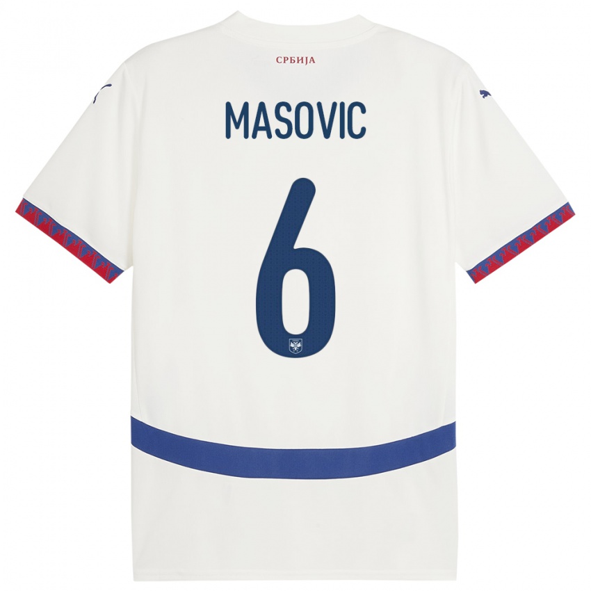 Niño Camiseta Serbia Erhan Masovic #6 Blanco 2ª Equipación 24-26 La Camisa