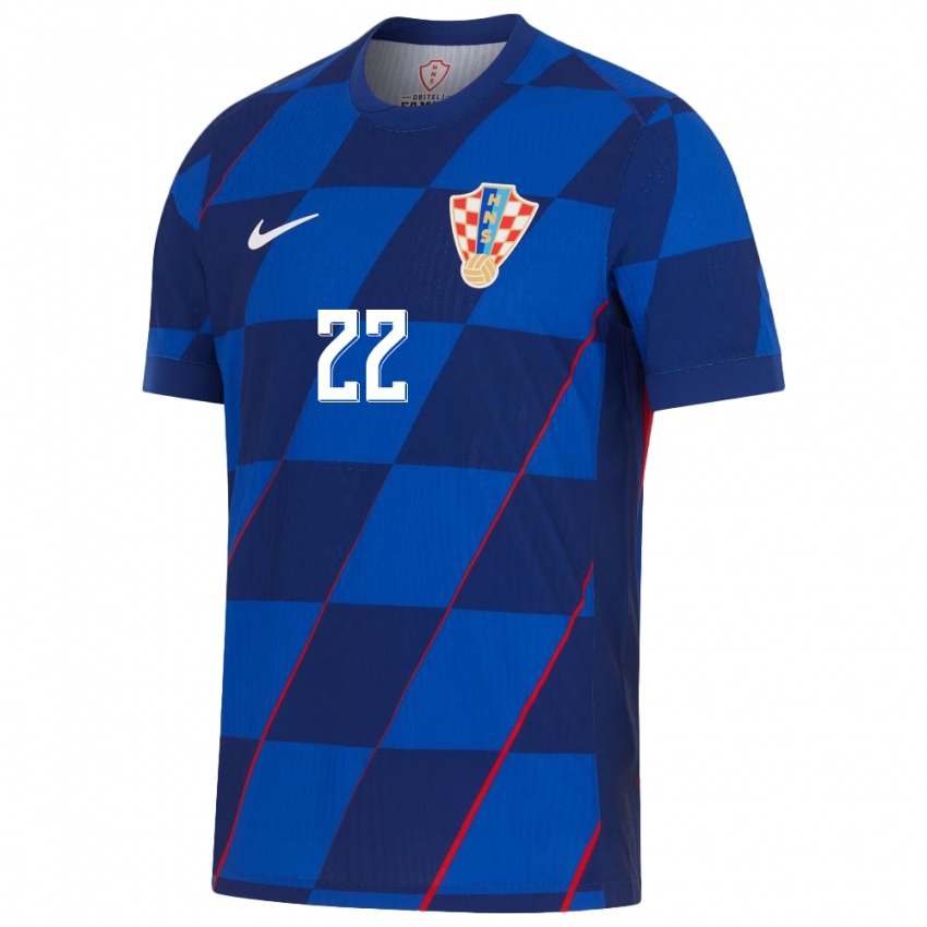 Niño Camiseta Croacia Josip Juranovic #22 Azul 2ª Equipación 24-26 La Camisa