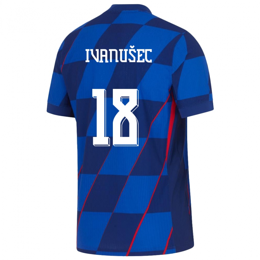 Niño Camiseta Croacia Luka Ivanusec #18 Azul 2ª Equipación 24-26 La Camisa