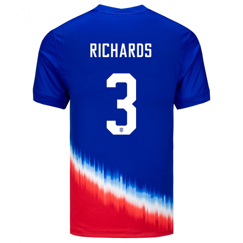 Niño Camiseta Estados Unidos Chris Richards #3 Azul 2ª Equipación 24-26 La Camisa