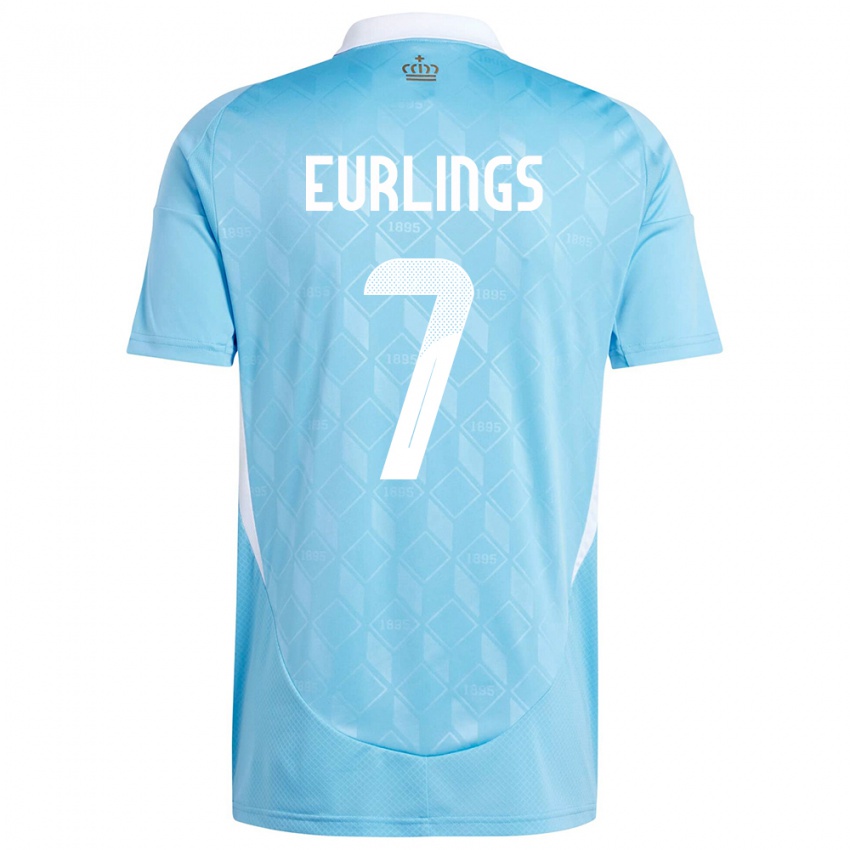 Niño Camiseta Bélgica Hannah Eurlings #7 Azul 2ª Equipación 24-26 La Camisa
