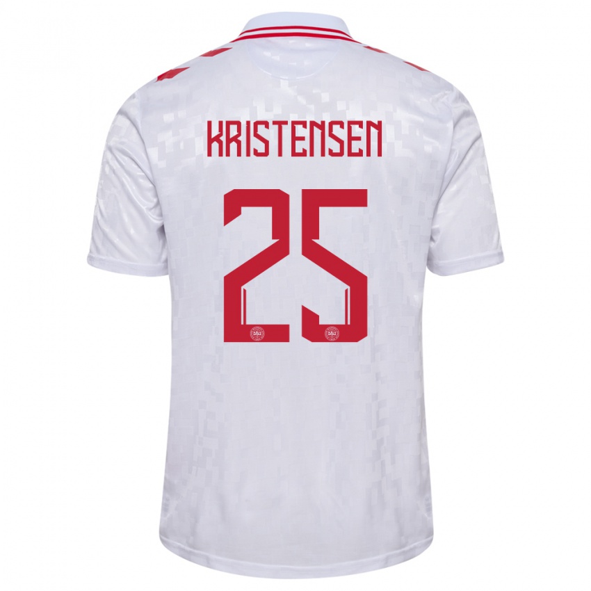 Niño Camiseta Dinamarca Rasmus Kristensen #25 Blanco 2ª Equipación 24-26 La Camisa