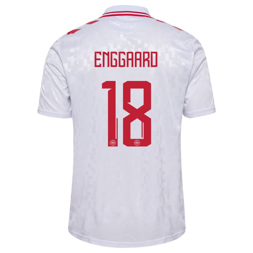 Niño Camiseta Dinamarca Mads Enggaard #18 Blanco 2ª Equipación 24-26 La Camisa